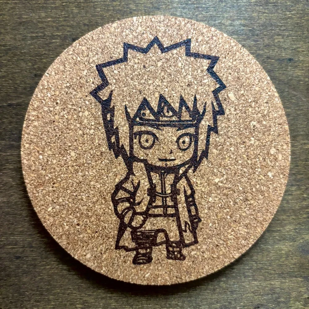 Naruto Fourth Hokage Chibi Style Laser Engraved Cork Coaster